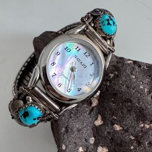 Silver and Turquoise Navajo Watch